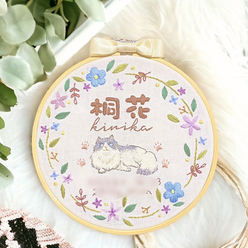 手刺繍で織り成す、ふっくら可愛い刺繍命名書 ꕤ 刺繍 お誕生日 七五三