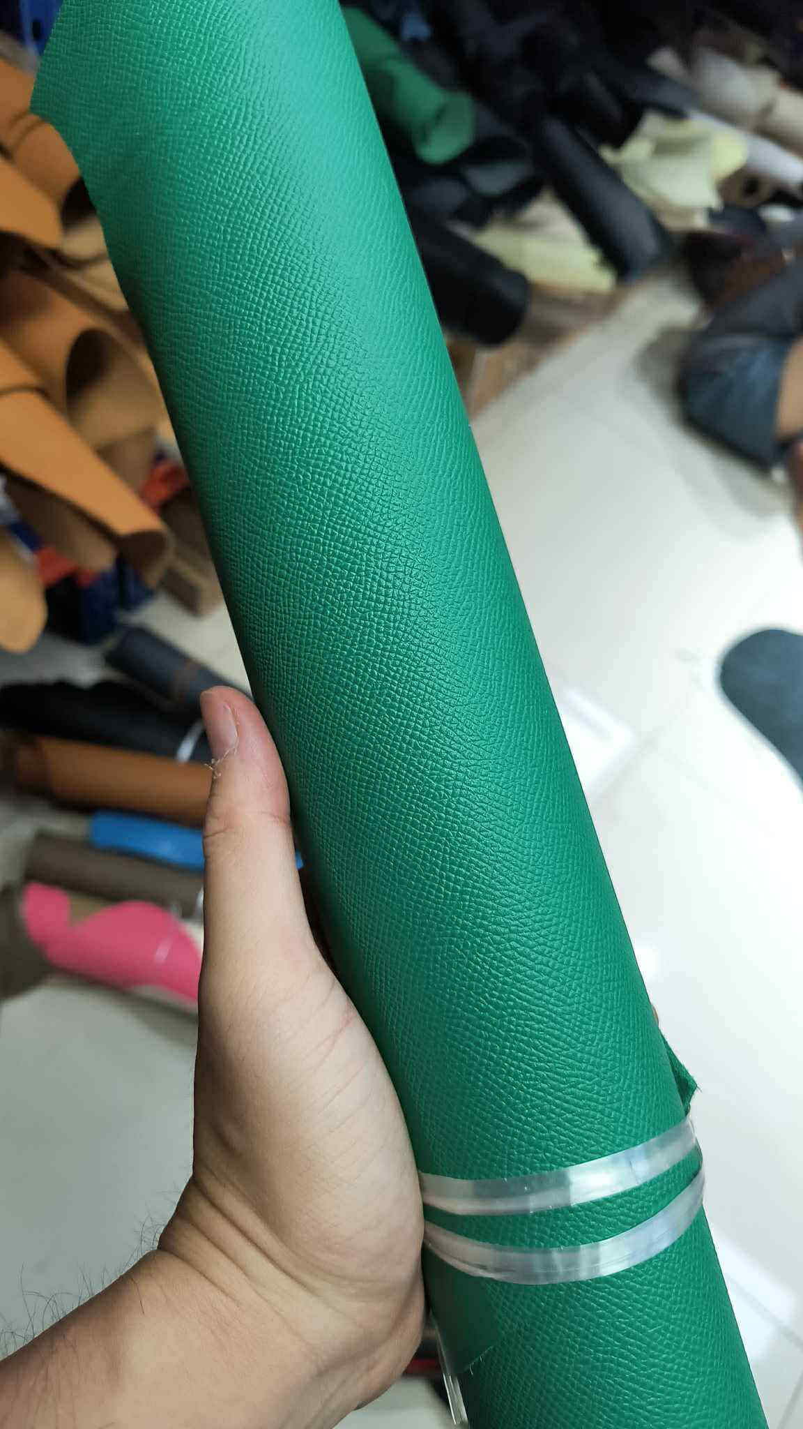 (竹内ひさみ専用商品)マラカイト色ベルト付き二つ折り財布　コンパクト財布　エプソン/エトープ手縫いオーダー作製商品