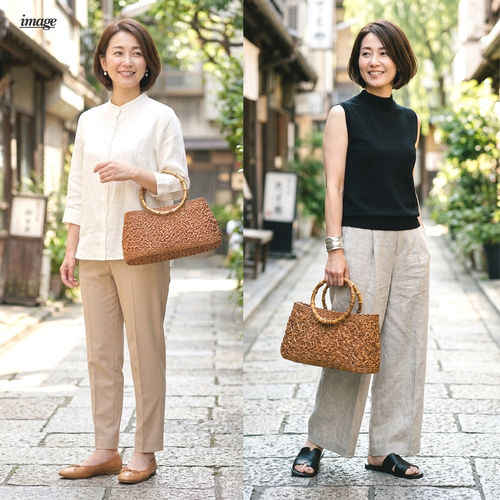 山葡萄風きれいめかごバッグ｜和装・洋装に・軽量・お手入れ不要 かご