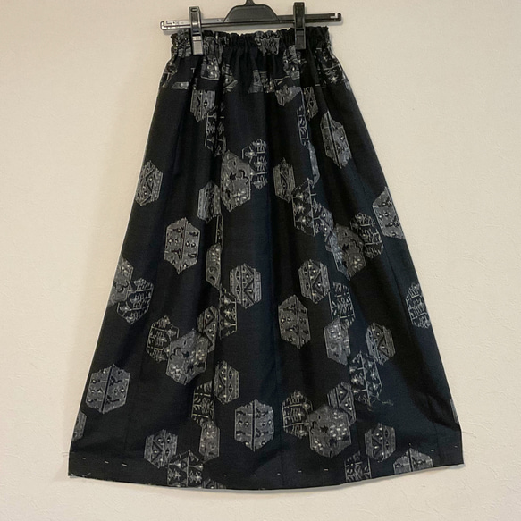 着物リメイク Ｙ ギャザースカート シルク   着物スカート 3枚目の画像