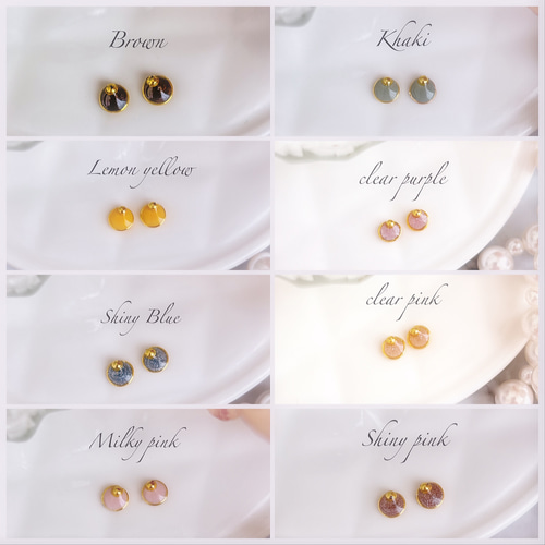 No.549-G 樹脂ポストピアス☆半球ラインストーン☆トライアングル型  