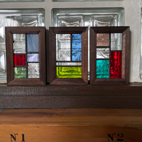 ステンドグラス パネル 小さな3点セット その他インテリア雑貨  