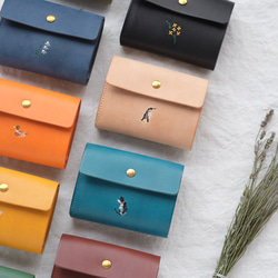 刺繍選べる　今いい財布三つ折りミニ財布　バケッタレザー 1枚目の画像