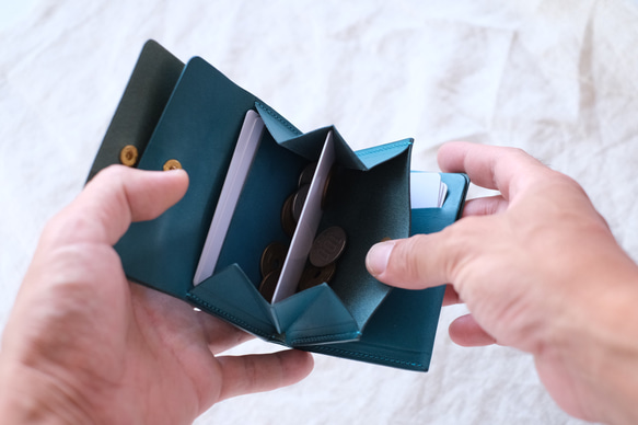 刺繍選べる　今いい財布三つ折りミニ財布　バケッタレザー 19枚目の画像