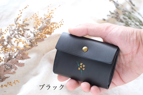刺繍選べる　今いい財布三つ折りミニ財布　バケッタレザー 4枚目の画像
