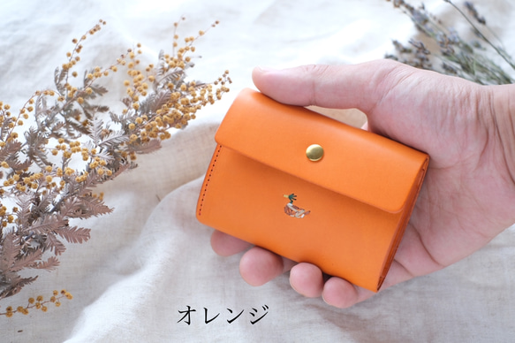 刺繍選べる　今いい財布三つ折りミニ財布　バケッタレザー 7枚目の画像