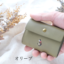 刺繍選べる　今いい財布三つ折りミニ財布　バケッタレザー 8枚目の画像