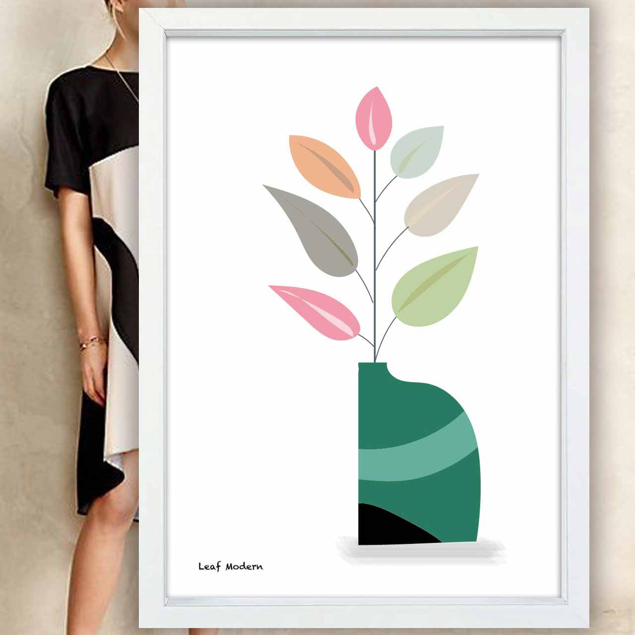 Modern  花　イラスト　ポスター　A4 A3 A2 A1　アート  　アートポスター　sei検索　2766