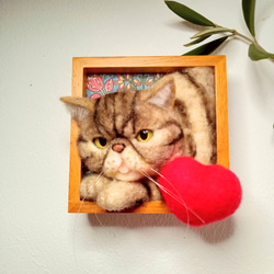 【ほっこり♡猫の見える窓】エキゾチックショートヘアver.【羊毛フェルト】【猫】【フレーム】 9枚目の画像