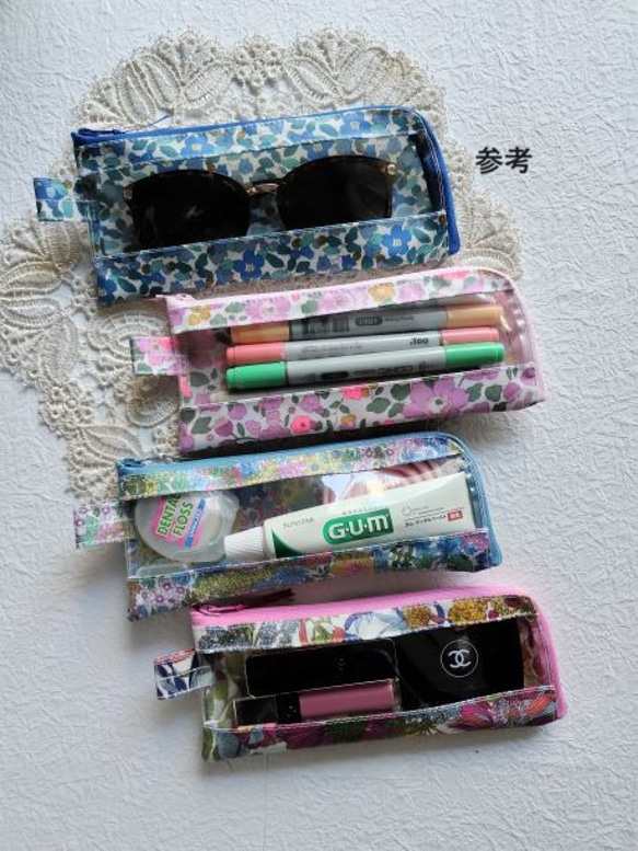 筆盒 牙刷盒 L 型拉鍊 透明袋 Emily Liberty 層壓板 ♡ 各種花朵的混合 第9張的照片