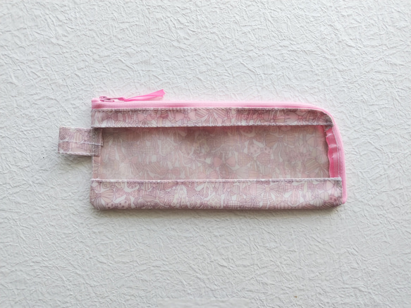 筆盒 牙刷盒 L 型拉鍊 透明袋 珍妮絲帶 Liberty 層壓板 ♡ 緞帶圖案 第1張的照片