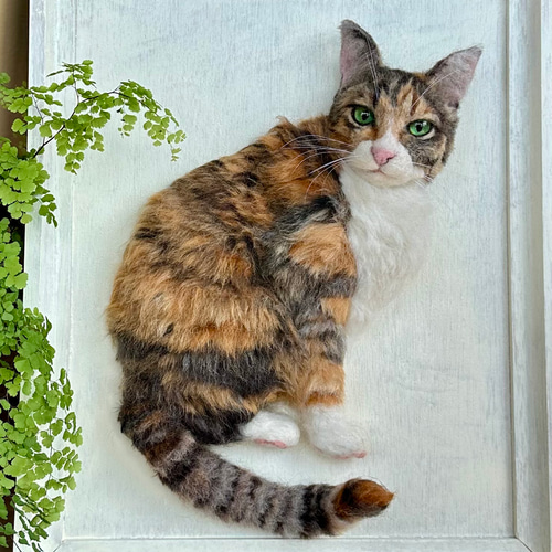 羊毛フェルト猫》 #猫(ねこ)羊毛フェルト オーダー フレーム