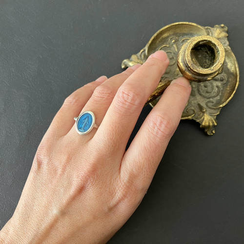 フランスヴィンテージ　メダイユリング フランス奇跡のメダイ] ring - silver blue 指輪・リング MARINA