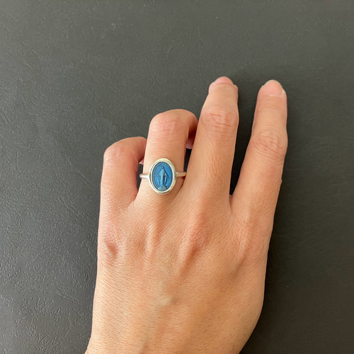 フランスヴィンテージ　メダイユリング フランス奇跡のメダイ] ring - silver blue 指輪・リング MARINA