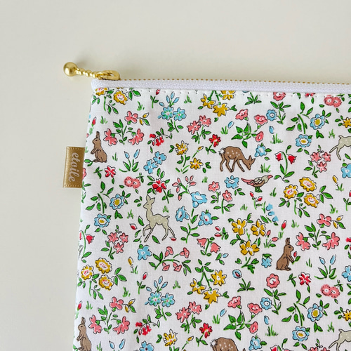 リバティ 20cmファスナー フラットポーチ Meadow Tails メドウテイルズ  