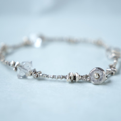 -Herkimar diamond- silver bracelet 5枚目の画像