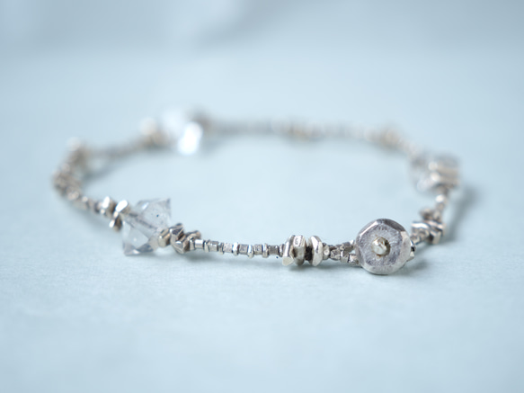 -Herkimar diamond- silver bracelet 5枚目の画像