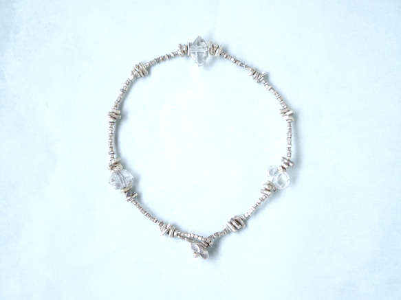 -Herkimar diamond- silver bracelet 2枚目の画像