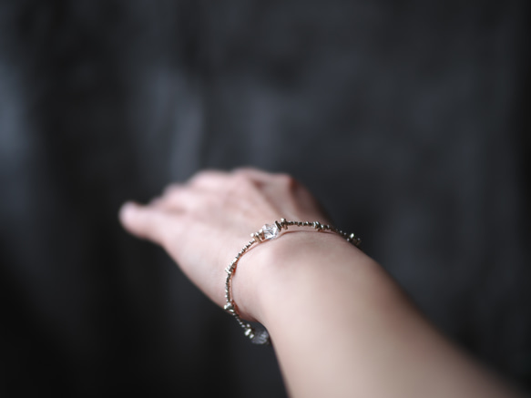 -Herkimar diamond- silver bracelet 6枚目の画像