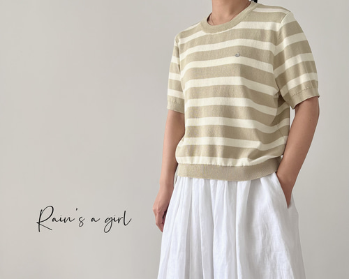 BALMAIN◆半袖ニット/L/アクリル/PNK/ボーダー dcc3eb99eae5e29007abdab26bf221