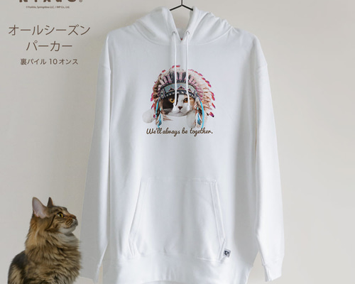 with NYAGO パーカー ［ インディアン オスカー 三毛猫 1024