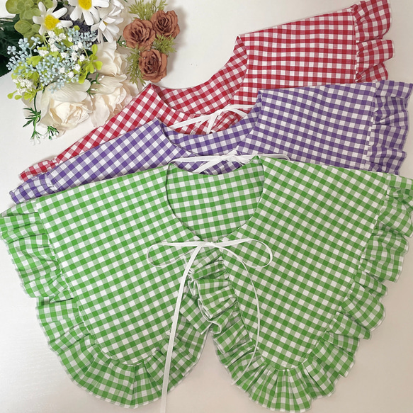 新色追加!!【6色展開】ギンガムチェックの大きなつけ襟 その他