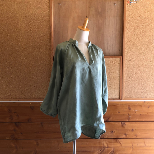 【春SALE】ラグランチュニック frech linen100%　L/LL　 1枚目の画像