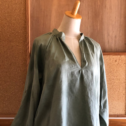 【春SALE】ラグランチュニック frech linen100%　L/LL　 3枚目の画像