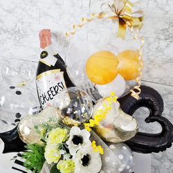 シュワシュワ シャンパンボトルのアレンジメント 開店祝い 周年お祝い お祝い お誕生日 2枚目の画像