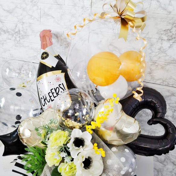 シュワシュワ シャンパンボトルのアレンジメント 開店祝い 周年お祝い お祝い お誕生日 2枚目の画像