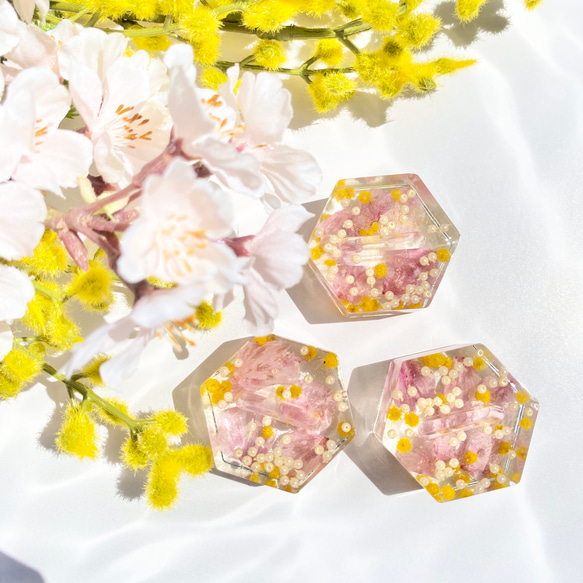 【指輪のねどこ】桜とミモザの花吹雪【限定デザイン】 5枚目の画像