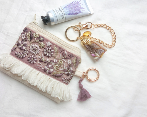 ギフト3点セット【インド刺繍リボン ポケットティッシュケース 付き