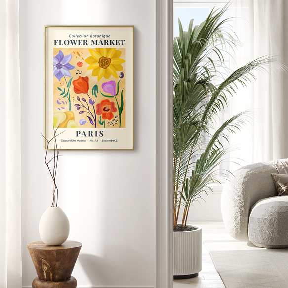 アートポスター 華やかなボタニックアート パリのマルシェ 花市場 プリント 5390 3枚目の画像