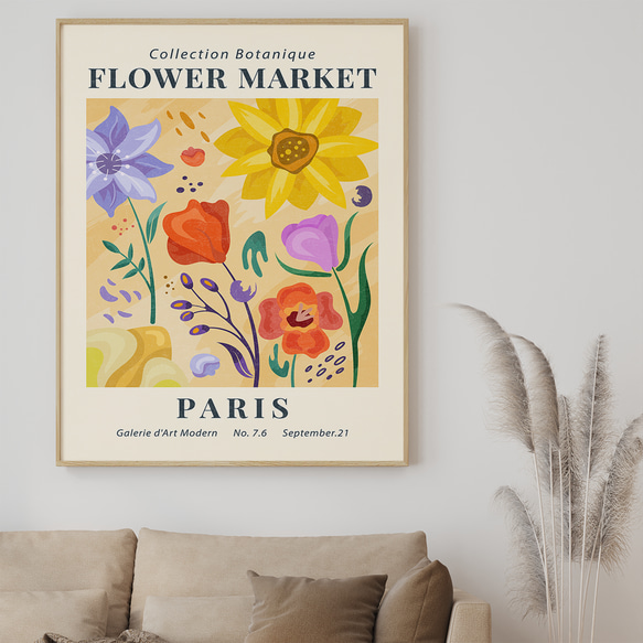 アートポスター 華やかなボタニックアート パリのマルシェ 花市場 プリント 5390 6枚目の画像