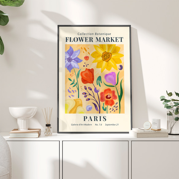 アートポスター 華やかなボタニックアート パリのマルシェ 花市場 プリント 5390 4枚目の画像