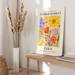 アートポスター 華やかなボタニックアート パリのマルシェ 花市場 プリント 5390 2枚目の画像