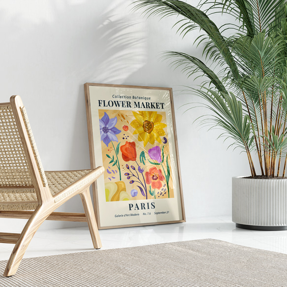 アートポスター 華やかなボタニックアート パリのマルシェ 花市場 プリント 5390 5枚目の画像