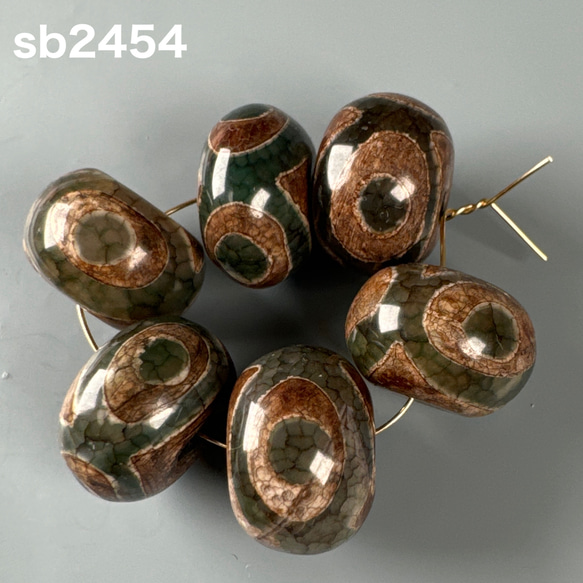 天珠セット⑲ チベット天珠風 アゲート ビーズ 6個 sb2454 天然石 pinky 通販