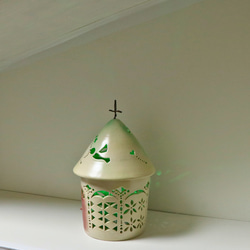 電池式LED陶器ランプシェード通販やす波窯の『幸せの教会』はおしゃれな手作り作品です 12枚目の画像