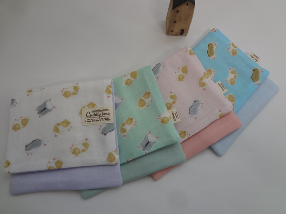 大きめ*ハムスター*やわらかガーゼハンカチ4枚セット ハンカチ  