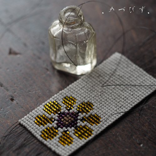 ビーズ織りのミニミニポシェットネックレス フラワー ネックレス