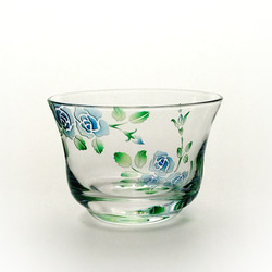 薔薇の冷茶グラスと丸小皿のセット【ブルー】 3枚目の画像