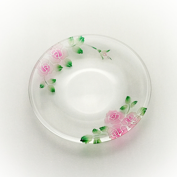 薔薇の冷茶グラスと丸小皿のセット【ピンク】 5枚目の画像