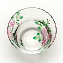 薔薇の冷茶グラスと丸小皿のセット【ピンク】 4枚目の画像