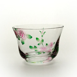 薔薇の冷茶グラスと丸小皿のセット【ピンク】 2枚目の画像