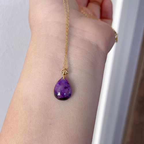 天然無処理 スギライト ペンダントトップ k18 No386 ネックレス