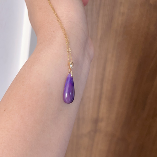 天然無処理 スギライト ペンダントトップ k18 No71 ネックレス