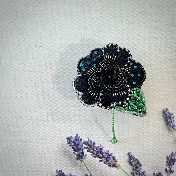 【オリエンタルflower*:ஐ ஐver.3】糸とビーズとスパンコールのブローチ 8枚目の画像