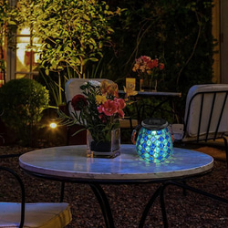 ガーデンライト ハンドメード 行燈 太陽光 屋外照明 防雨タイプ ステンドグラス ランプ 庭園灯 外灯 エクステリア 10枚目の画像
