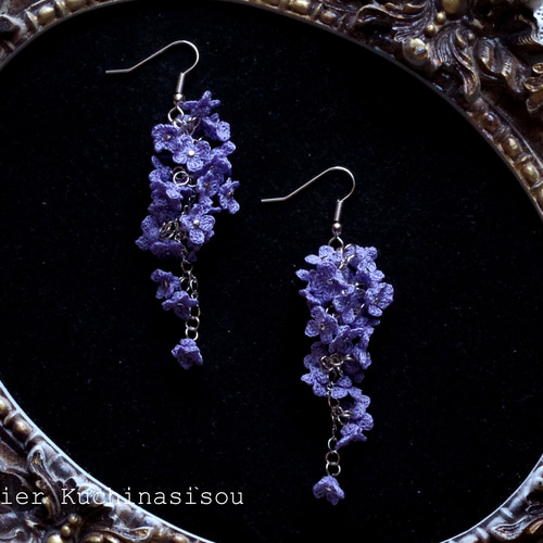 かぎ針編みの藤のピアス ピアス（フック・チェーン） アトリエ梔子荘